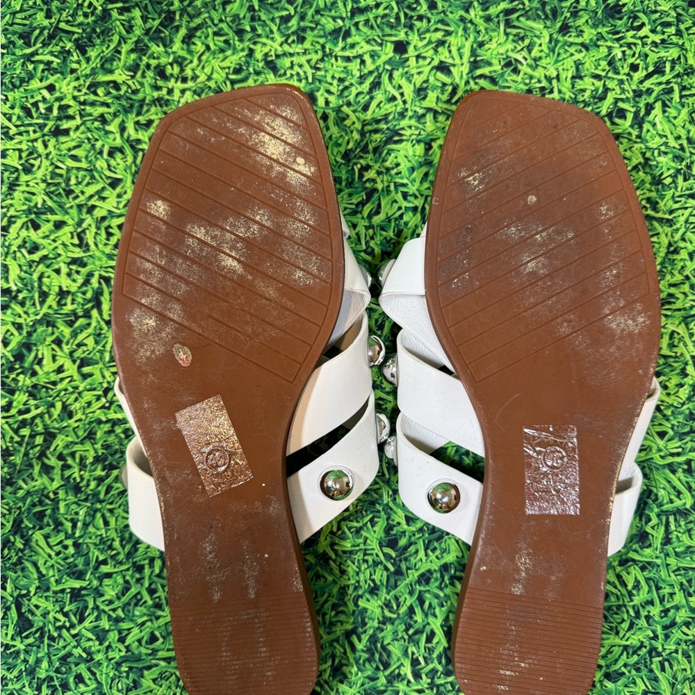 Source Unknown White Sandals With Silver Studs - image 3